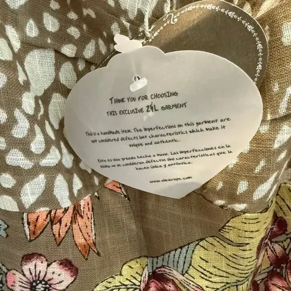 Z&L Europe Smock Dress Size Large Cottage Fall Desert Boho Floral Cotton NWT - Picture 9 of 9